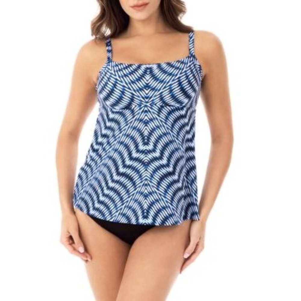Miraclesuit Hypnotique Kami Underwire Tummy Control Tankini Swim Top size 12